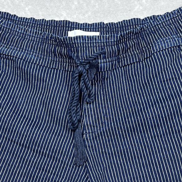 LOFT Shorts Women’s Size Medium Blue White Stripe Heavy Denim Drawstring Pocket - Picture 6 of 13